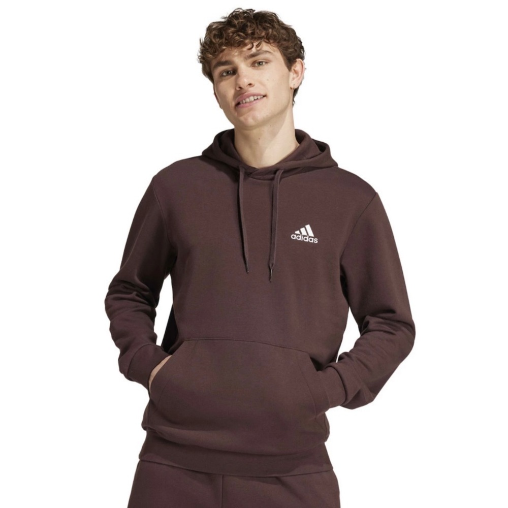 ADIDAS MEN FEEL COZY PULLOVER HOODIE SWEATSHIRT SHADOW(chocolate)BROWN NWT SzXLT